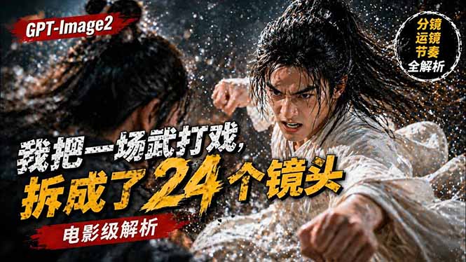 用GPT-Image2，把一段武打对决拆成24个连续镜头，从人物建立、动作衔接、运镜节奏，到情绪爆发-轻创终点站