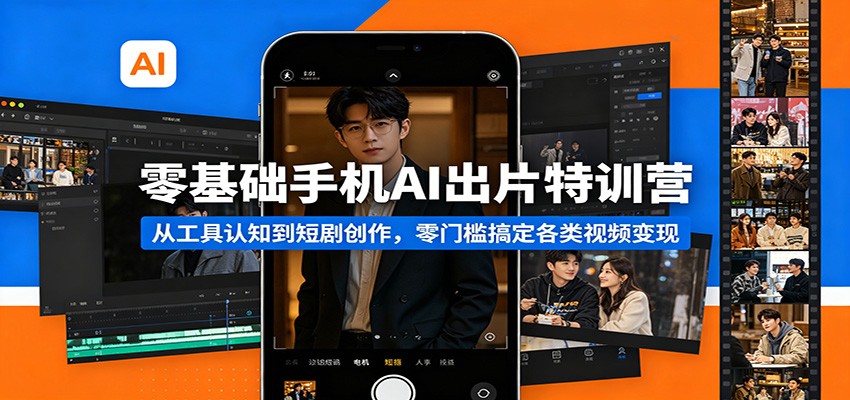 零基础手机AI出片特训营：从工具认知到短剧创作，零门槛搞定各类视频变现-轻创终点站