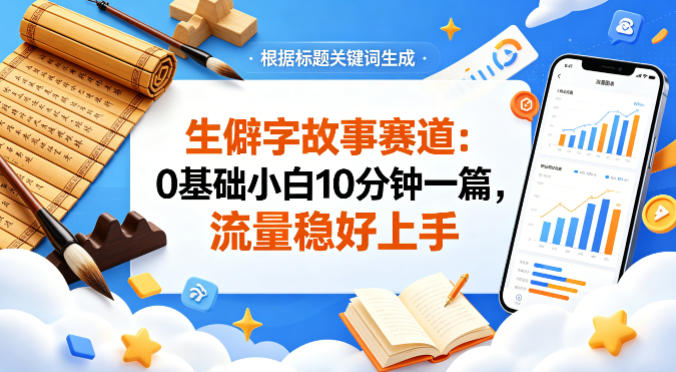 公众号流量主——生僻字故事赛道，流量稳，好上手，0基础小白也能10分钟一篇-轻创终点站
