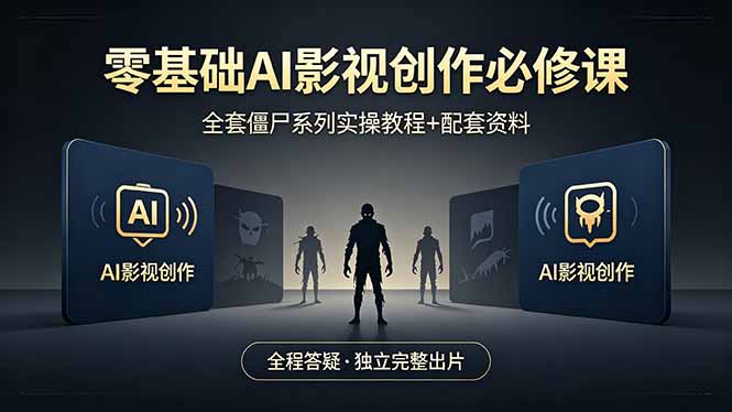 零基础AI影视创作必修课，全套僵尸系列实操教程加配套资料，全程答疑带你独立完整出片-轻创终点站
