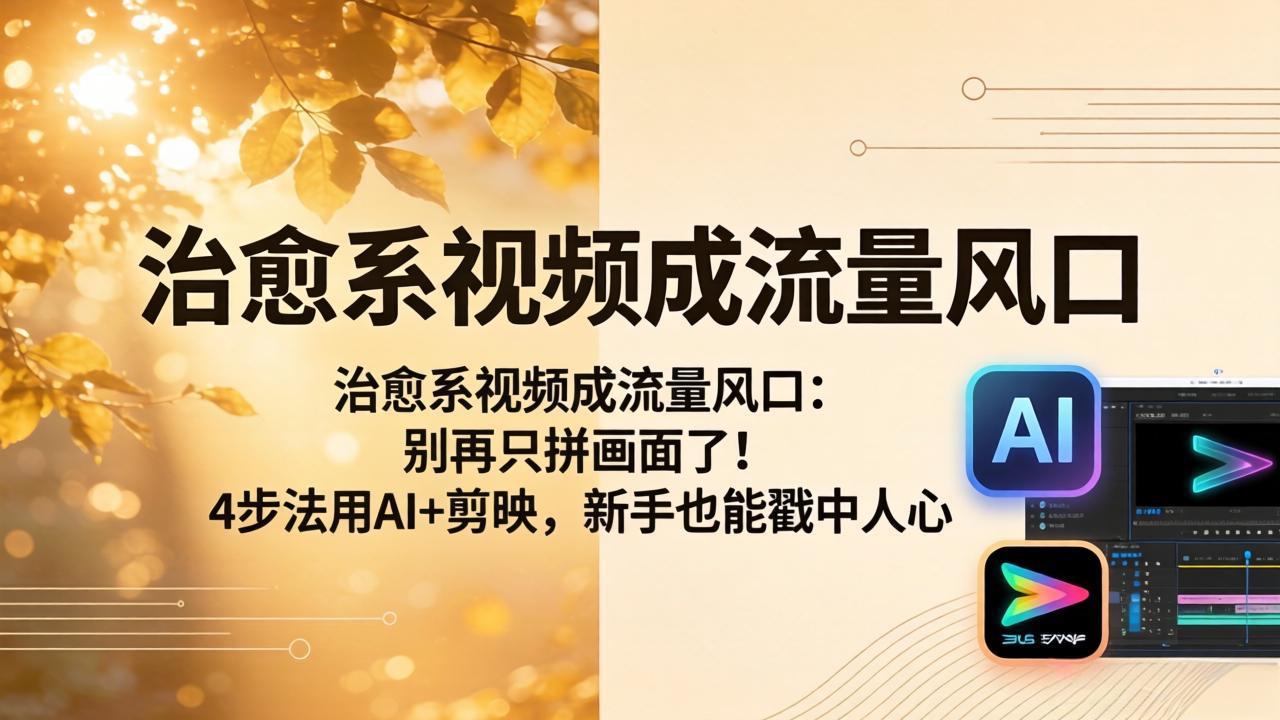 治愈系视频成流量风口：别再只拼画面了！4步法用AI+剪映，新手也能戳中人心-轻创终点站