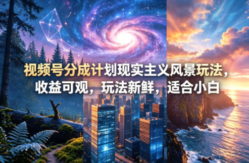 视频号分成计划现实主义风景玩法，收益可观，玩法新鲜，适合小白-龙祁轻创社区