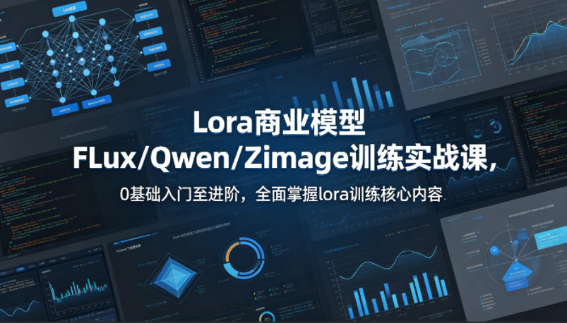 系统性学习Lora商业模型FLux／Qwen／Zimage训练实战课，0基础入门至进阶，全面掌握lora训练核心内容-龙祁轻创社区
