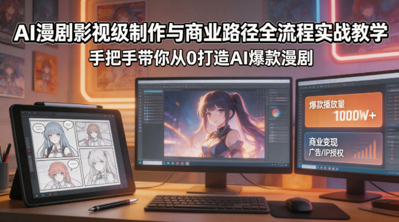 AI漫剧影视级制作与商业路径全流程实战教学，手带你从0打造AI爆款漫剧-龙祁轻创社区