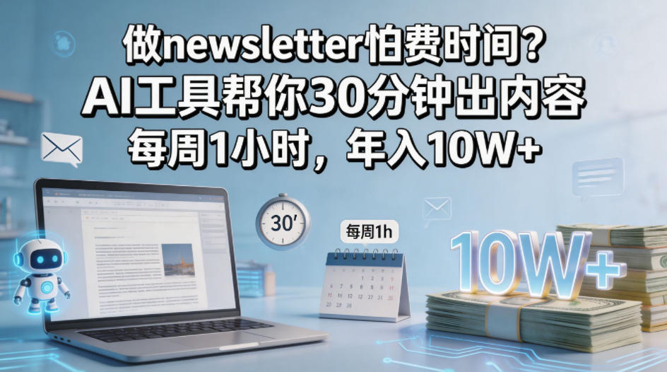 做newsletter怕费时间？AI工具帮你30分钟出内容，每周1小时，年入10W+！【原创双语字幕】-龙祁轻创社区