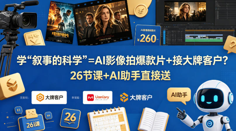学《叙事的科学》=AI影像拍爆款片+接大牌客户？26节课+AI助手直接送【原创双语字幕】-龙祁轻创社区