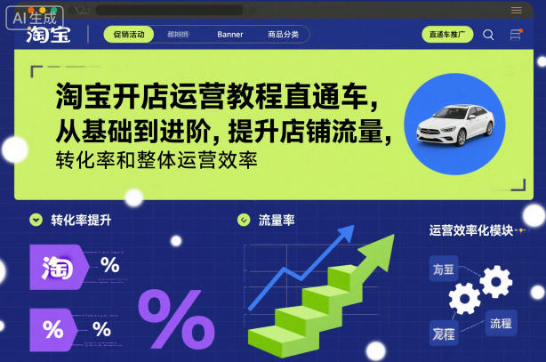 淘宝开店运营教程直通车，从基础到进阶，提升店铺流量，转化率和整体运营效率(更新26年4月20日)-龙祁轻创社区