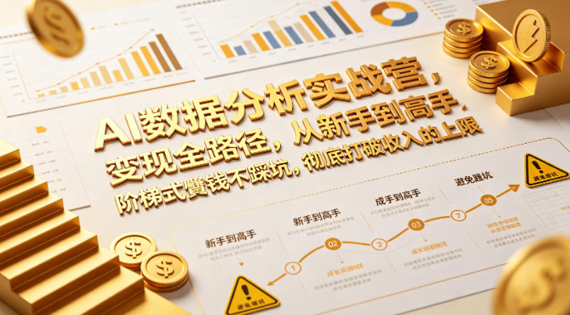 AI数据分析实战营，变现全路径，从新手到高手，阶梯式賺钱不踩坑，彻底打破收入的上限-龙祁轻创社区