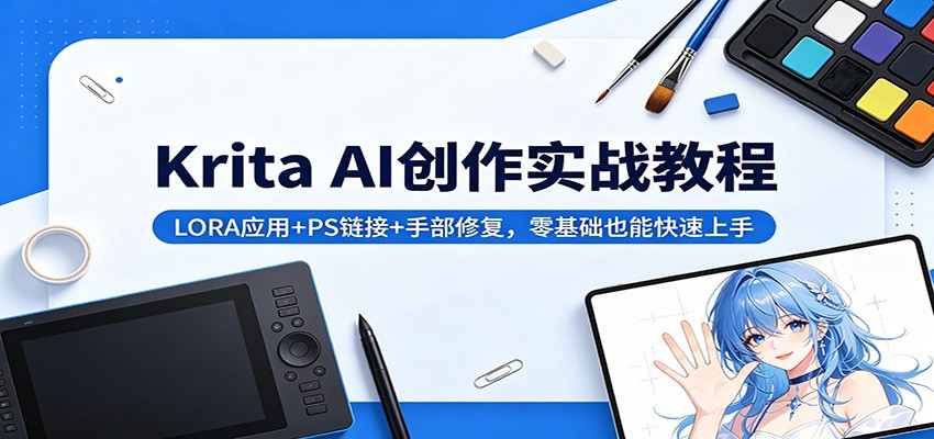 Krita AI创作实战教程：LORA应用+PS链接+手部修复，零基础也能快速上手-龙祁轻创社区