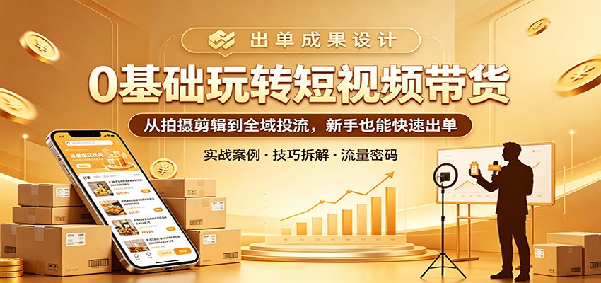 0基础玩转短视频带货：从拍摄剪辑到全域投流，新手也能快速出单-龙祁轻创社区