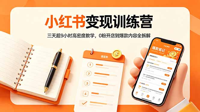 小红书变现训练营：三天超9小时高密度教学，0粉开店到爆款内容全拆解-龙祁轻创社区