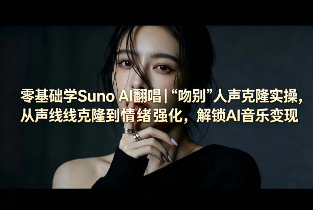 零基础学Suno AI翻唱｜《吻别》人声克隆实操，从声线克隆到情绪强化，解锁AI音乐变现-龙祁智能体社区