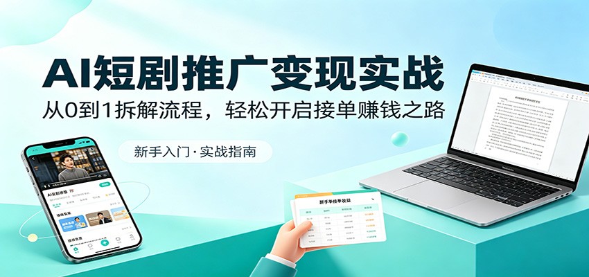 AI短剧推广变现实战：从0到1拆解流程，轻松开启接单赚钱之路-龙祁智能体社区