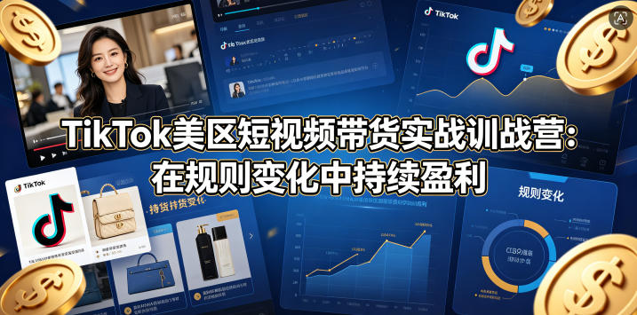 TikTok美区短视频带货实战训战营：在规则变化中持续盈利-龙祁轻创社区