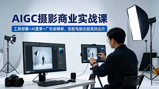AIGC 摄影商业实战课，工具部署+AI置景+广告级精修，低配电脑也能高效出片-龙祁轻创社区
