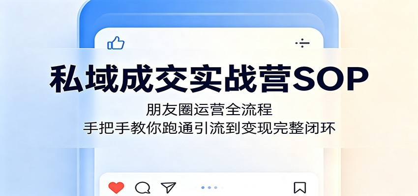 私域成交实战营SOP：朋友圈运营全流程，手把手教你跑通引流到变现完整闭环-龙祁轻创社区