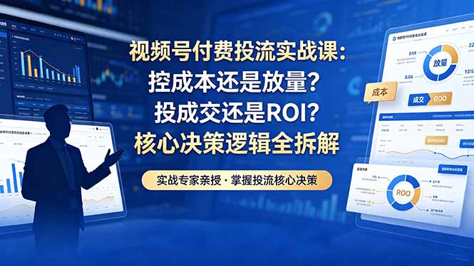 视频号付费投流实战课-5月：控成本还是放量？投成交还是ROI？核心决策逻辑全拆解-龙祁轻创社区