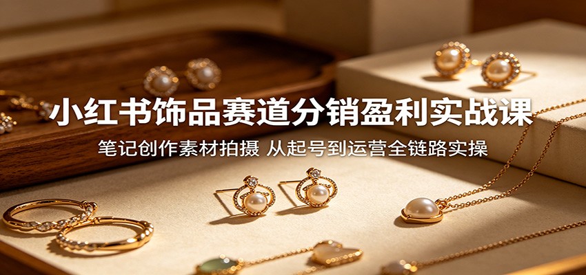 小红书饰品赛道分销盈利实战课：笔记创作素材拍摄，从起号到运营全链路实操-龙祁轻创社区