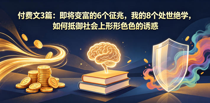 付费文3篇：即将变富的6个征兆，我的8个处世绝学，如何抵御社会上形形色色的诱惑-龙祁轻创社区
