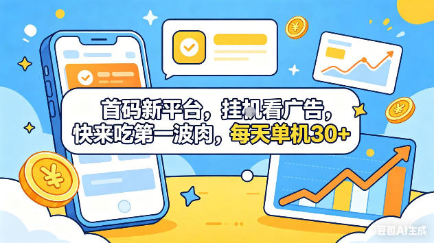 首码新平台，挂G自动看广告，快来吃第一波肉，每天单机30+，可矩阵放大【揭秘】-龙祁轻创社区