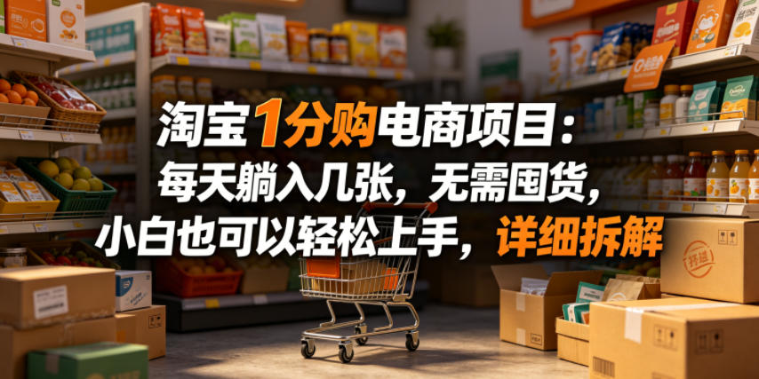 淘宝1分购电商项目：每天躺入几张，无需囤货，小白也可以轻松上手，详细拆解-龙祁轻创社区