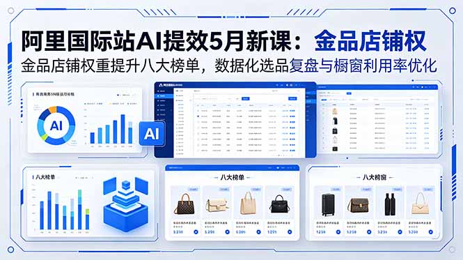 阿里国际站AI提效5月新课：金品店铺权重提升八大榜单，数据化选品复盘与橱窗利用率优化-龙祁轻创社区