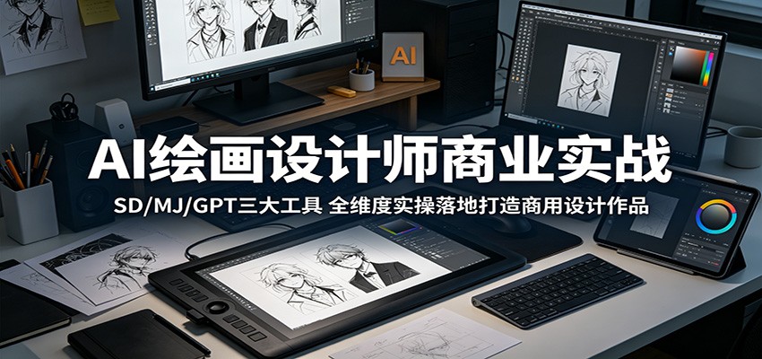 AI绘画设计师商业实战：SD/MJ/GPT三大工具，全维度实操落地打造商用设计作品-龙祁轻创社区