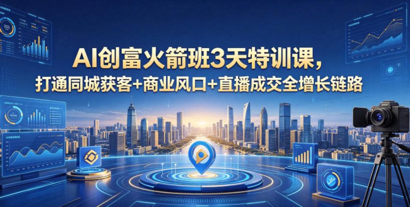 AI创富火箭班3天特训课，打通同城获客+商业风口+直播成交全增长链路，2026年4月新课-龙祁轻创社区