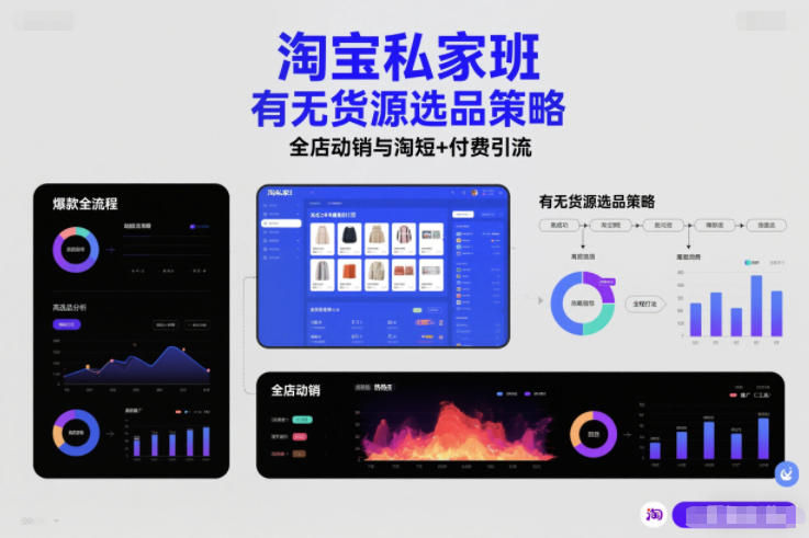 淘宝私家班，有无货源选品策略，高成功率爆款全流程打法，全店动销与淘短+付费引流(更新2026年5月22日)-龙祁轻创社区