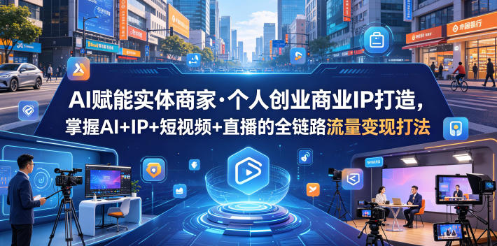 AI赋能实体商家·个人创业商业IP打造，掌握AI+IP+短视频+直播的全链路流量变现打法-龙祁轻创社区
