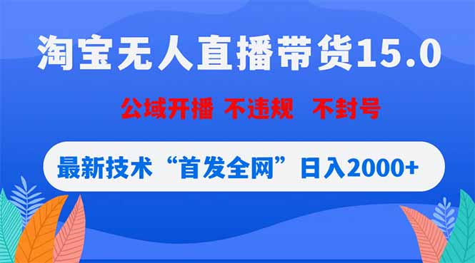 淘宝无人直播带货15.0，不封号，不违规，公域玩法，首发全网日入2000+-龙祁轻创社区