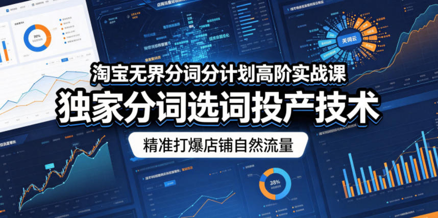 淘宝无界分词分计划高阶实战课，独家分词选词投产技术，精准打爆店铺自然流量-龙祁轻创社区