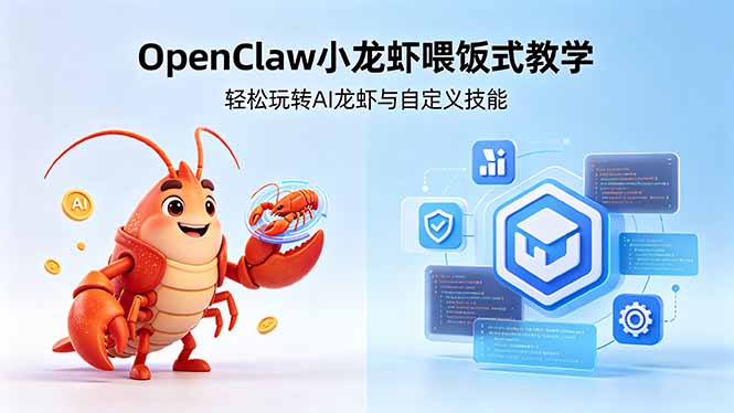 不用懂技术！OpenClaw小龙虾喂饭式教学，轻松玩转AI龙虾与自定义技能 (5月22更新-龙祁轻创社区