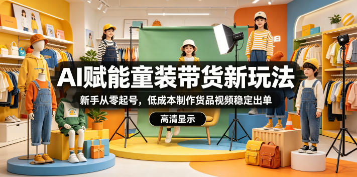 AI赋能童装带货新玩法，新手从零起号，低成本制作货品视频稳定出单-龙祁轻创社区