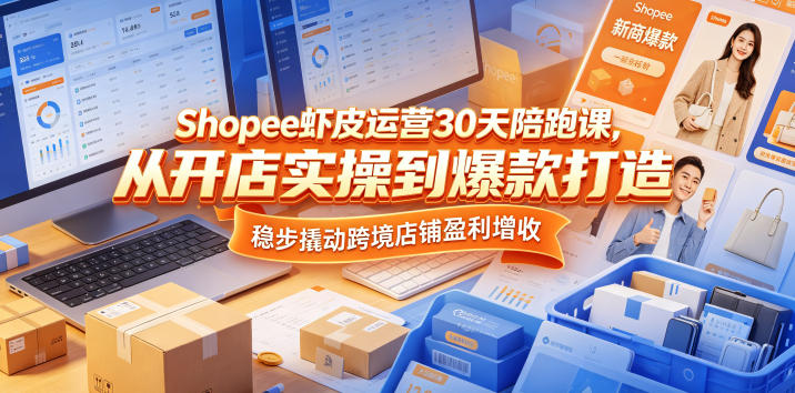 Shopee虾皮运营30天陪跑课，从开店实操到爆款打造，稳步撬动跨境店铺盈利增收-龙祁轻创社区