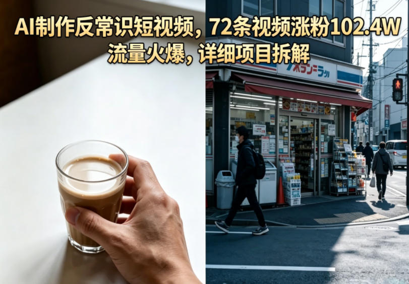 AI制作反常识短视频，72条视频涨粉102.4W，流量火爆，详细项目拆解-龙祁轻创社区