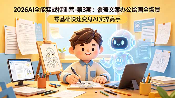 2026AI全能实战特训营-第3期：覆盖文案办公绘画全场景 零基础快速变身AI实操高手-龙祁轻创社区