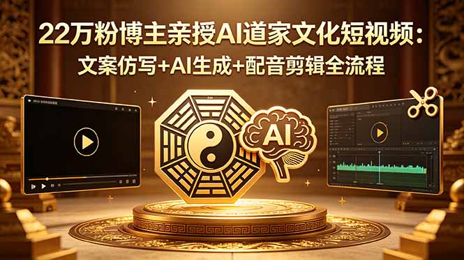 22万粉博主亲授AI道家文化短视频：文案仿写+AI生成+配音剪辑全流程-龙祁轻创社区