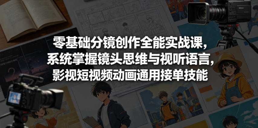 零基础分镜创作全能实战课，系统掌握镜头思维与视听语言，影视短视频动画通用接单技能-龙祁轻创社区