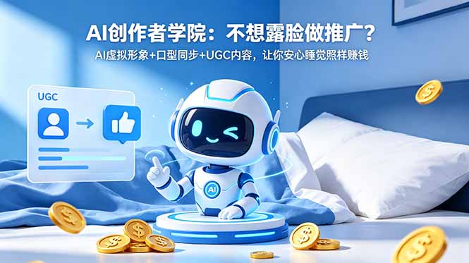 AI创作者学院：不想露脸做推广？AI虚拟形象+口型同步+UGC内容，让你安心睡觉照样赚钱-龙祁轻创社区