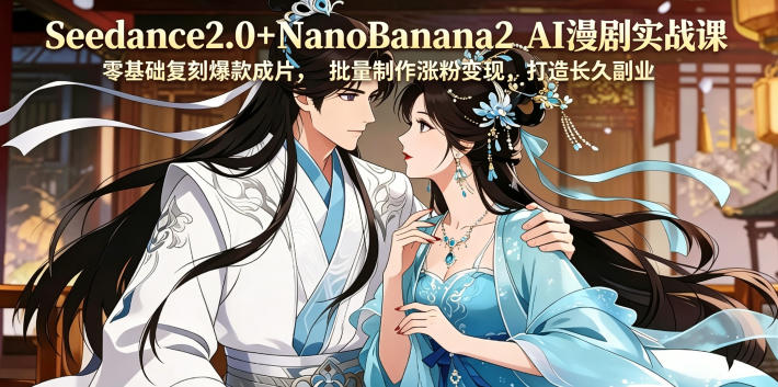 Seedance2.0+NanoBanana2 AI漫剧实战课，零基础复刻爆款成片涨粉变现，打造长久副业收益-龙祁轻创社区