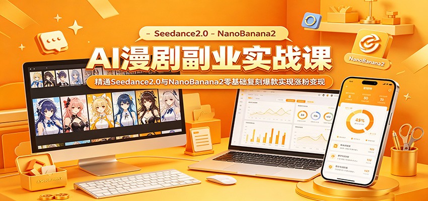 AI漫剧副业实战课：精通Seedance2.0与NanoBanana2零基础复刻爆款实现涨粉变现-龙祁轻创社区