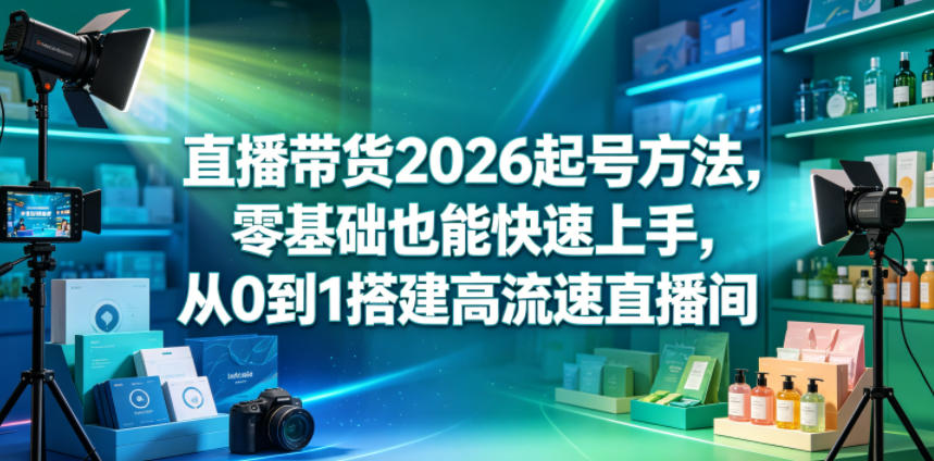 直播带货2026起号方法，零基础也能快速上手，从0到1搭建高流速直播间-龙祁轻创社区