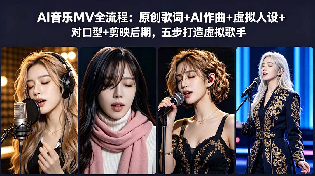 AI音乐MV全流程：原创歌词+AI作曲+虚拟人设+对口型+剪映后期，五步打造虚拟歌手-龙祁轻创社区