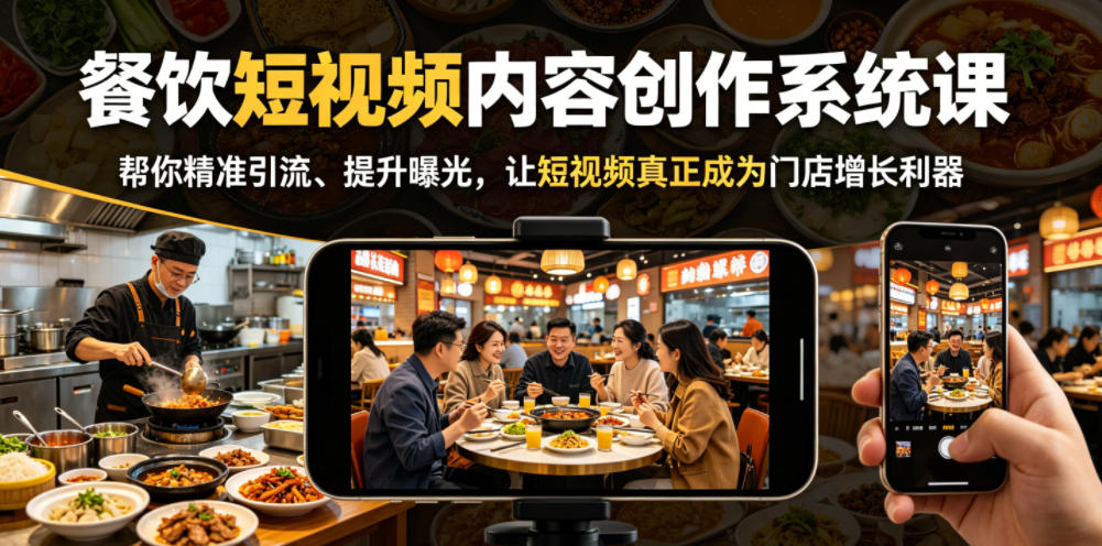 餐饮短视频内容创作系统课，帮你精准引流、提升曝光，让短视频真正成为门店增长利器-龙祁轻创社区