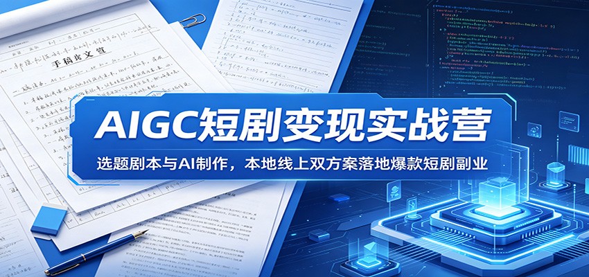 AIGC短剧变现实战营：选题剧本与AI制作，本地线上双方案落地爆款短剧副业-龙祁轻创社区