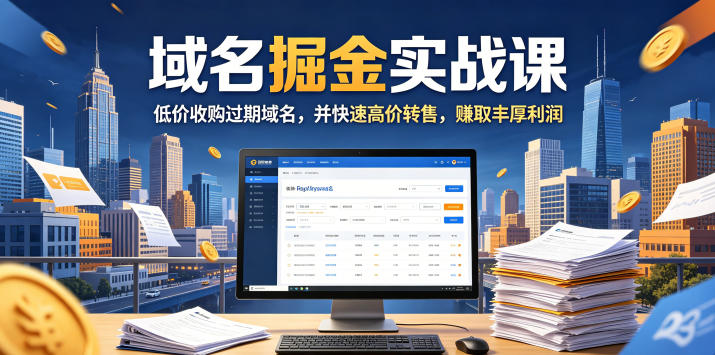 域名交易掘金实战课，低价收购过期域名，并快速高价转售，賺取丰厚利润【原创双语字幕】-龙祁轻创社区