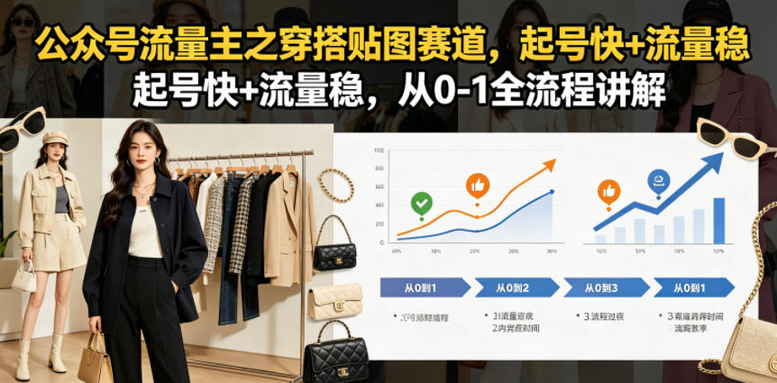公众号流量主之穿搭贴图赛道，起号快+流量稳，从0-1全流程讲解-龙祁轻创社区