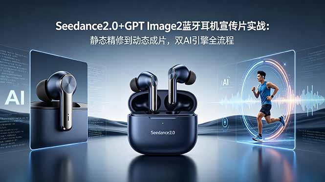 Seedance2.0+GPT Image2蓝牙耳机宣传片实战：静态精修到动态成片，双AI引擎全流程-龙祁轻创社区