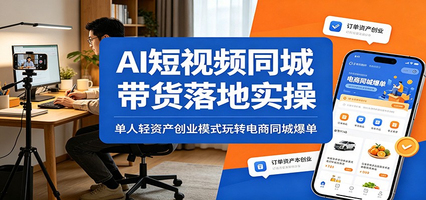 AI短视频同城带货落地实操：单人轻资产创业模式玩转电商同城爆单-龙祁轻创社区
